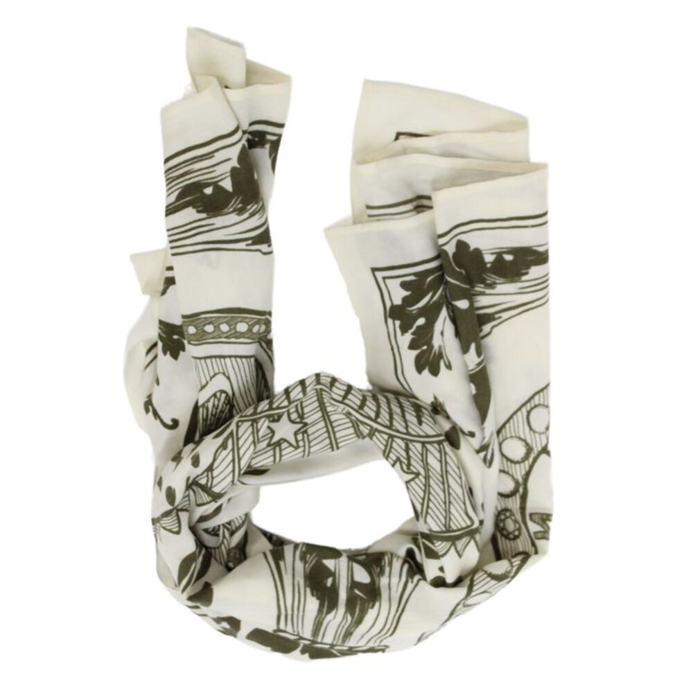 Designer Unisex Adults Graphic Print Scarf Beige Size 58X36"